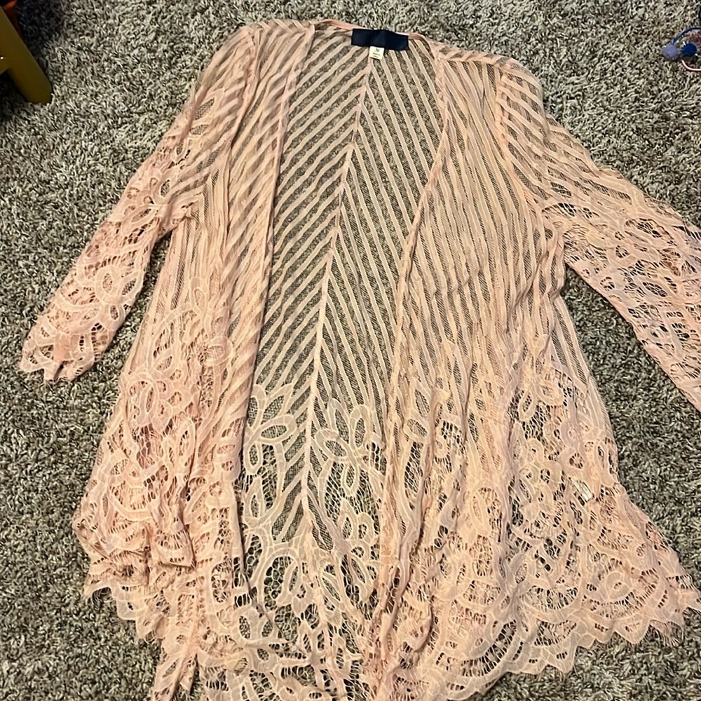 pink lace cardigan